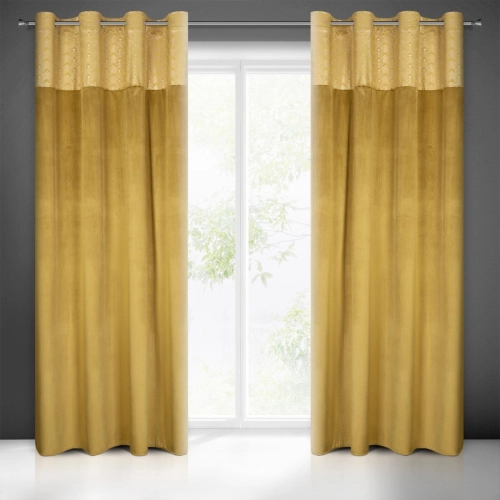 Záves 140x250 cm zamatový medový, šampanský na kovové krúžky ELEN