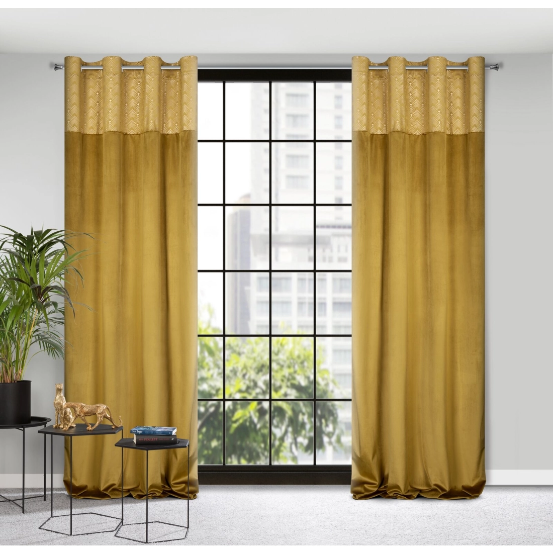 Záves 140x250 cm zamatový medový, šampanský na kovové krúžky ELEN