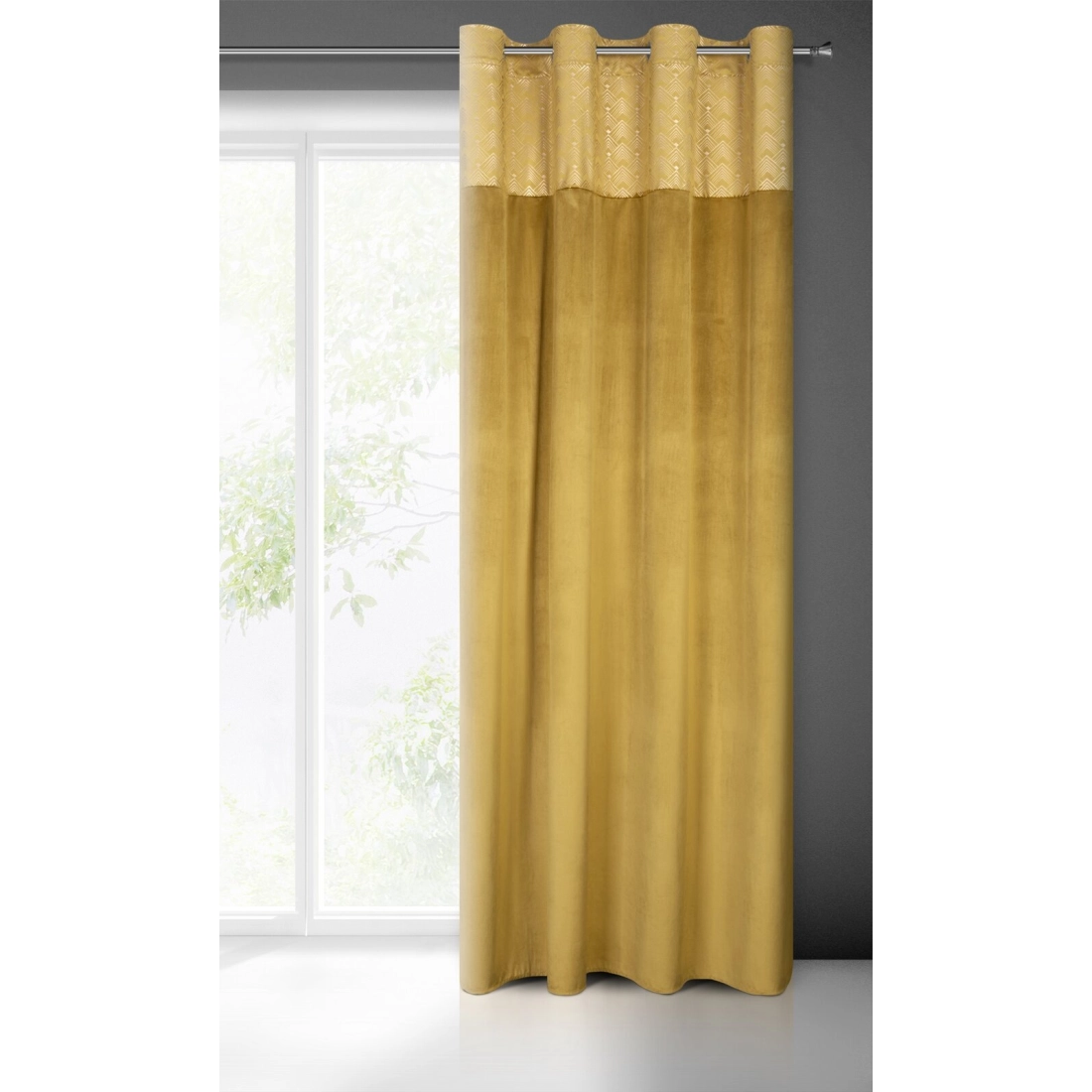 Záves 140x250 cm zamatový medový, šampanský na kovové krúžky ELEN