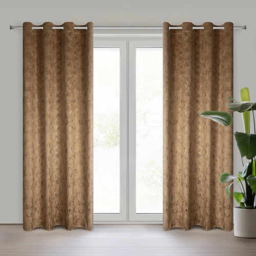 Záves 140x250 cm zamatový medový zlatistý na kovové krúžky KORNELIA