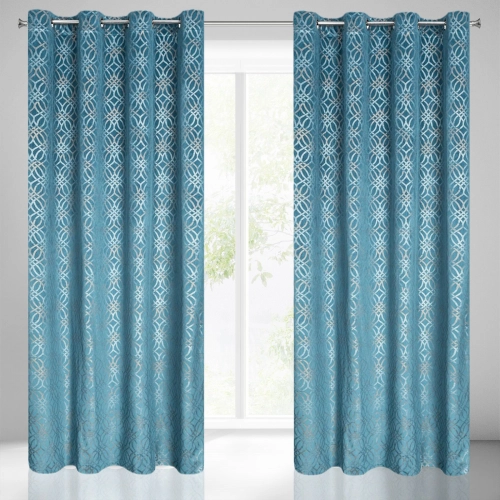 Záves 140x250 cm zamatový modrý na kovové krúžky ARETA