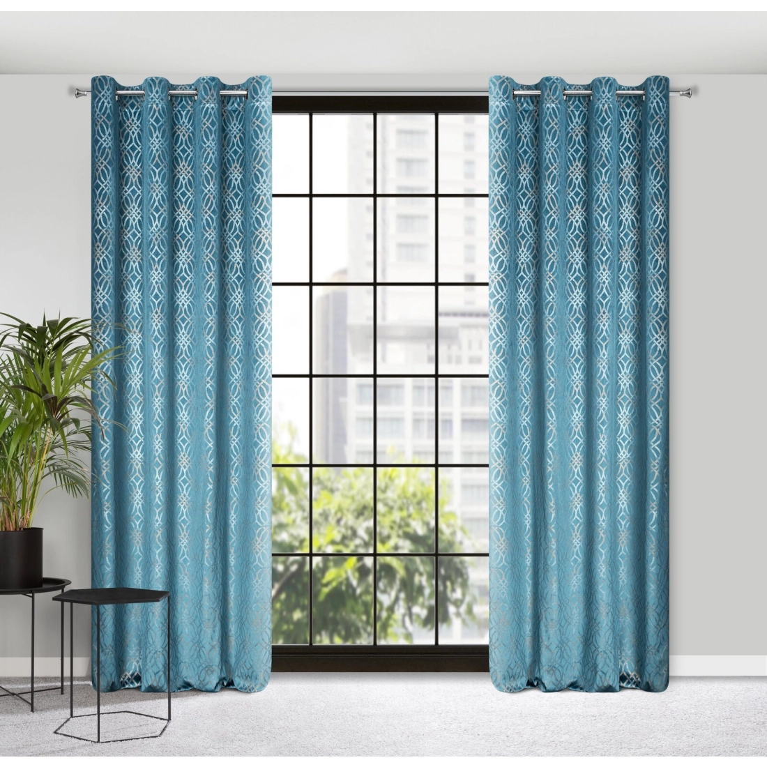 Záves 140x250 cm zamatový modrý na kovové krúžky ARETA