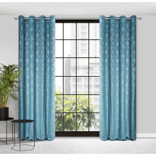 Záves 140x250 cm zamatový modrý na kovové krúžky ARETA