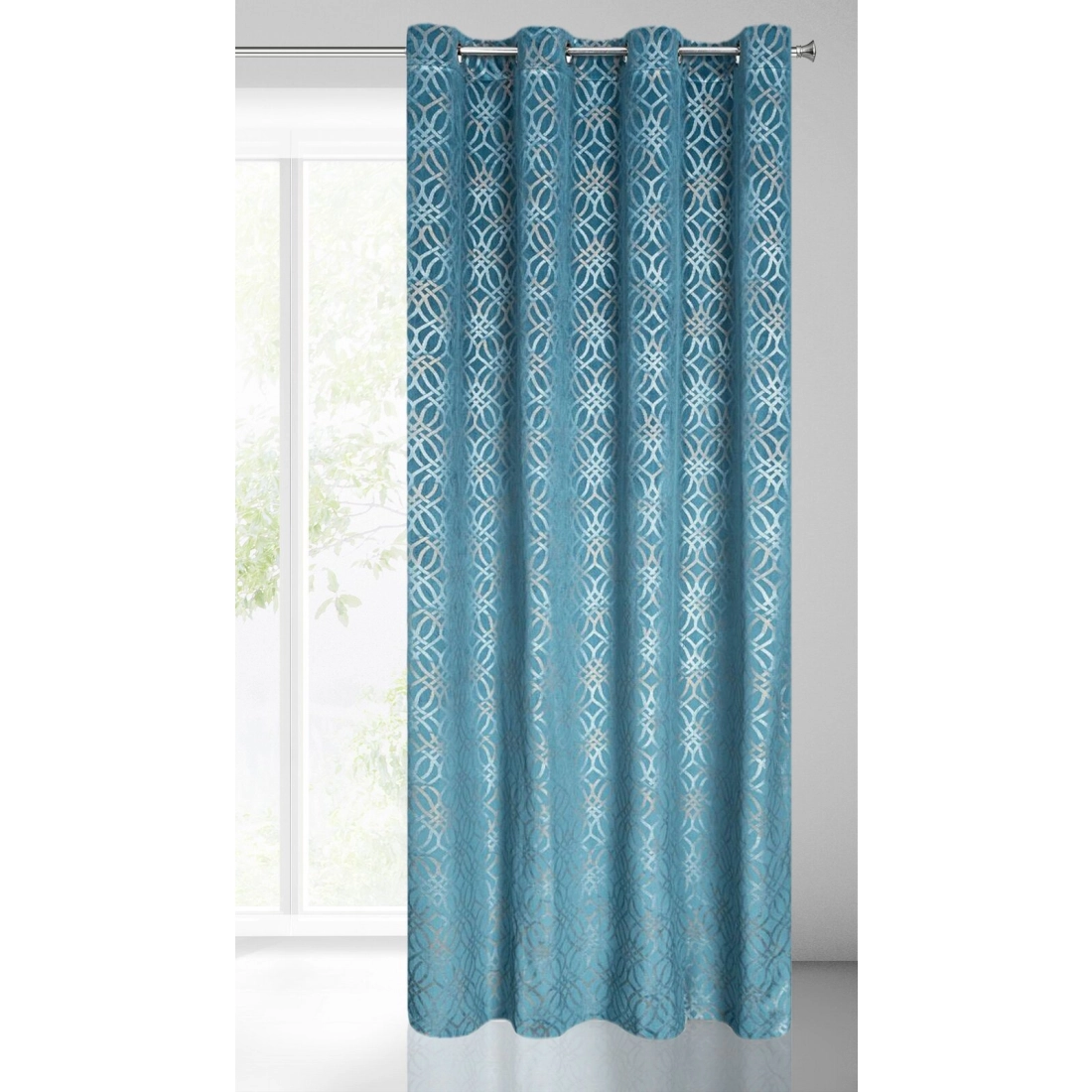 Záves 140x250 cm zamatový modrý na kovové krúžky ARETA