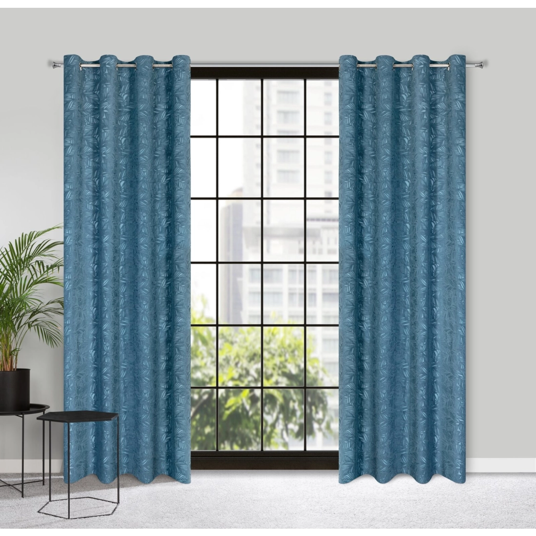 Záves 140x250 cm zamatový modrý na kovové krúžky OCTAVIA