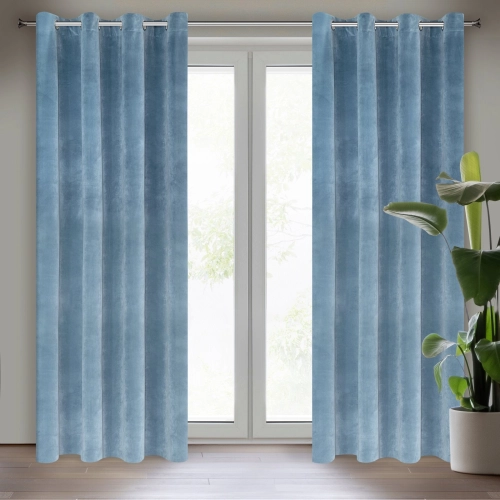 Záves 140x250 cm zamatový modrý na kovové krúžky RIA Diva Line