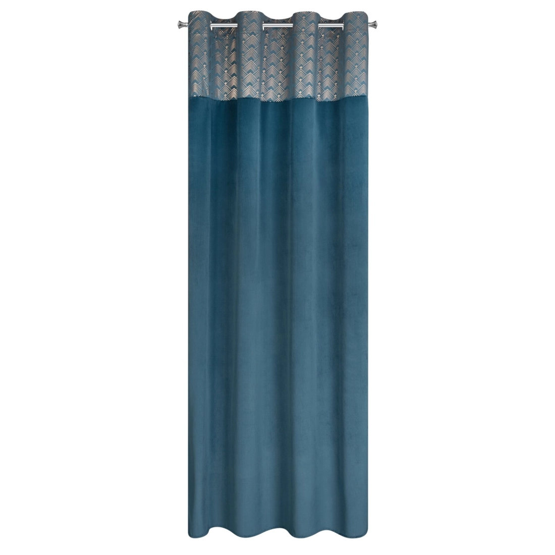 Záves 140x250 cm zamatový modrý šampanský na kovové krúžky ELEN