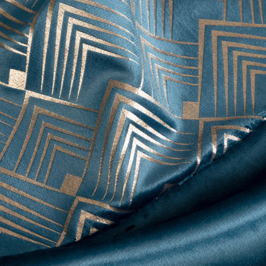 Záves 140x250 cm zamatový modrý šampanský na kovové krúžky ELEN