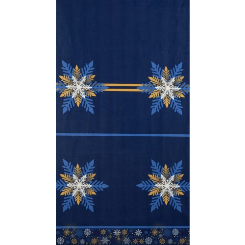 Záves 140x250 cm zamatový modrý zlatý na kovové krúžky CAROL