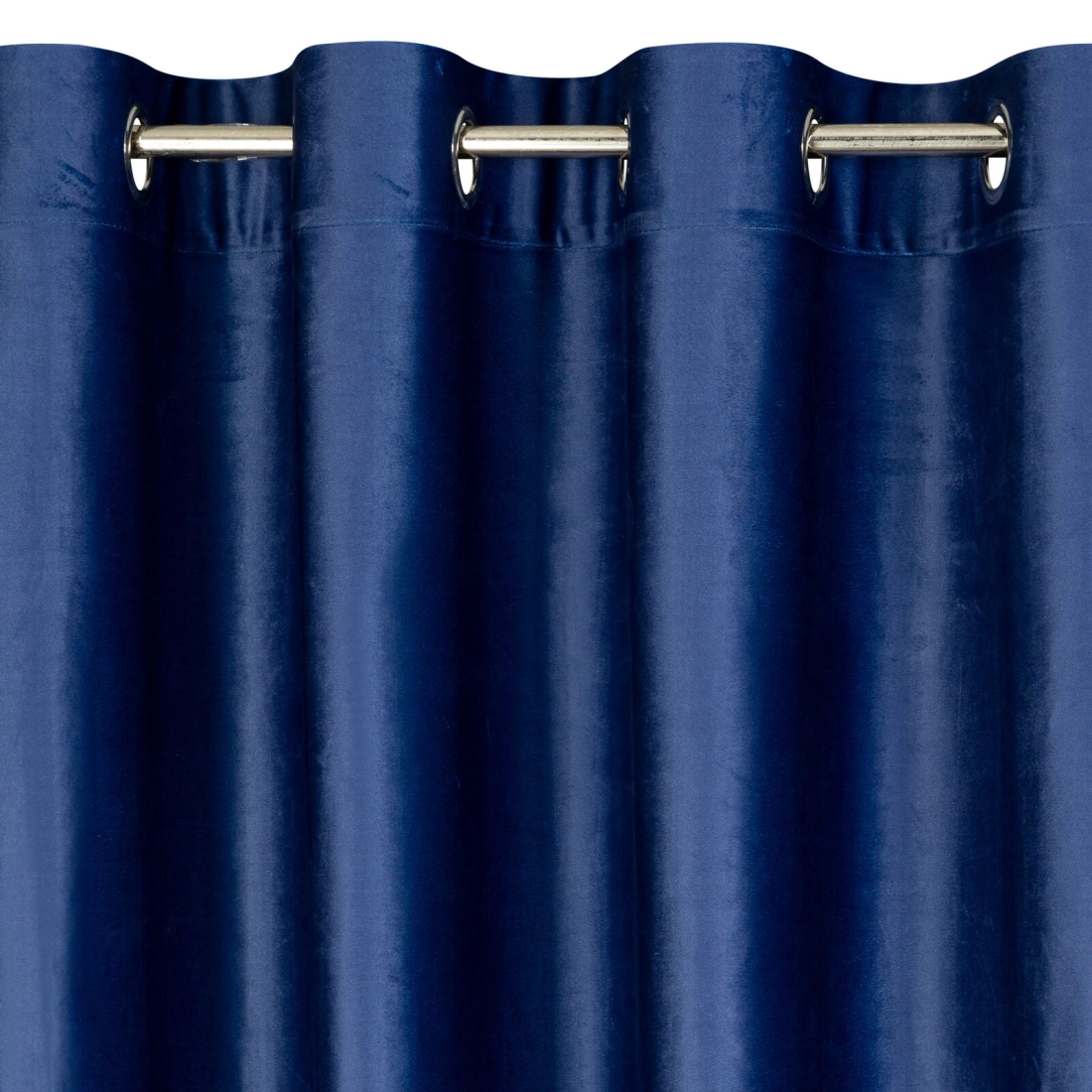 Záves 140x250 cm zamatový modrý zlatý na kovové krúžky CAROL