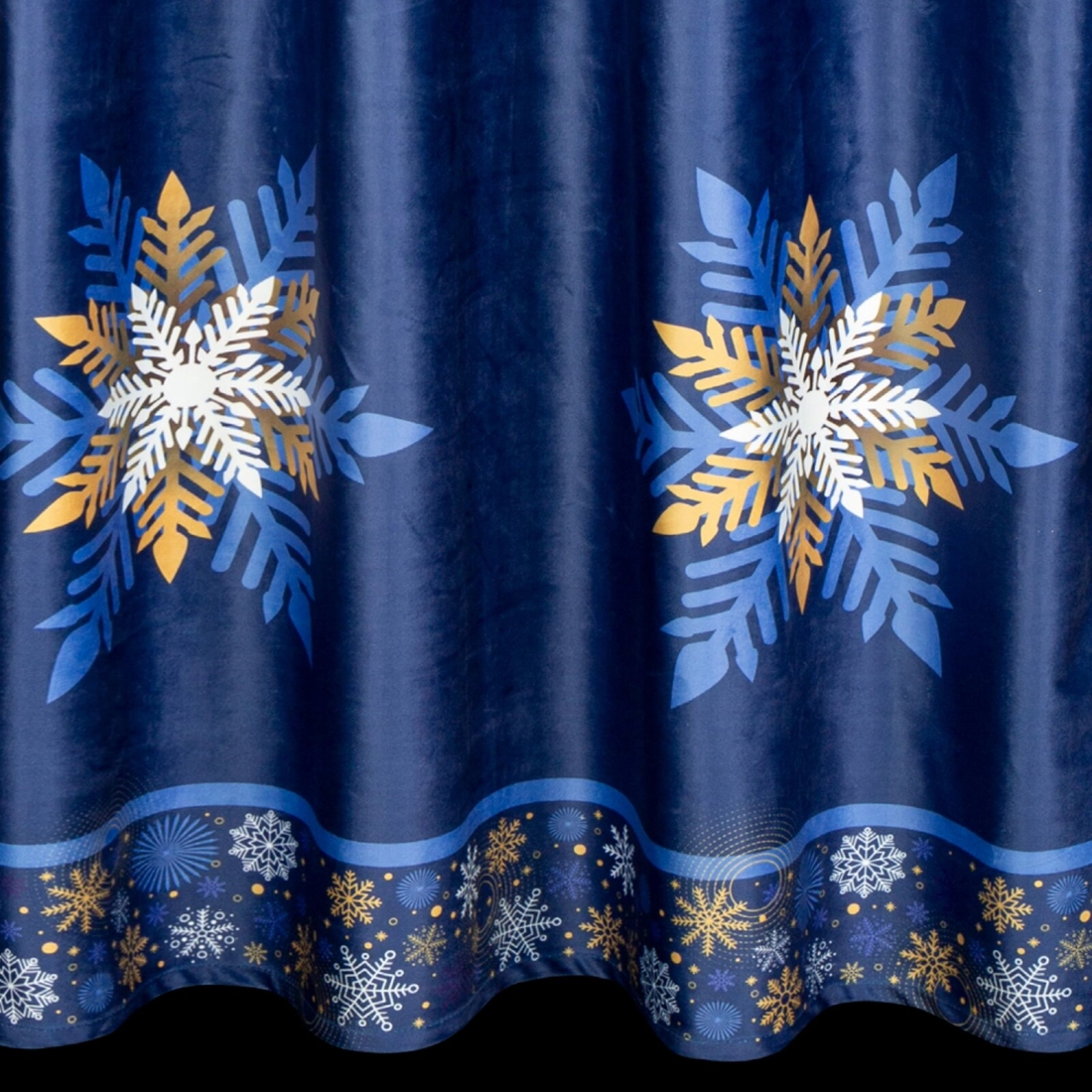 Záves 140x250 cm zamatový modrý zlatý na kovové krúžky CAROL