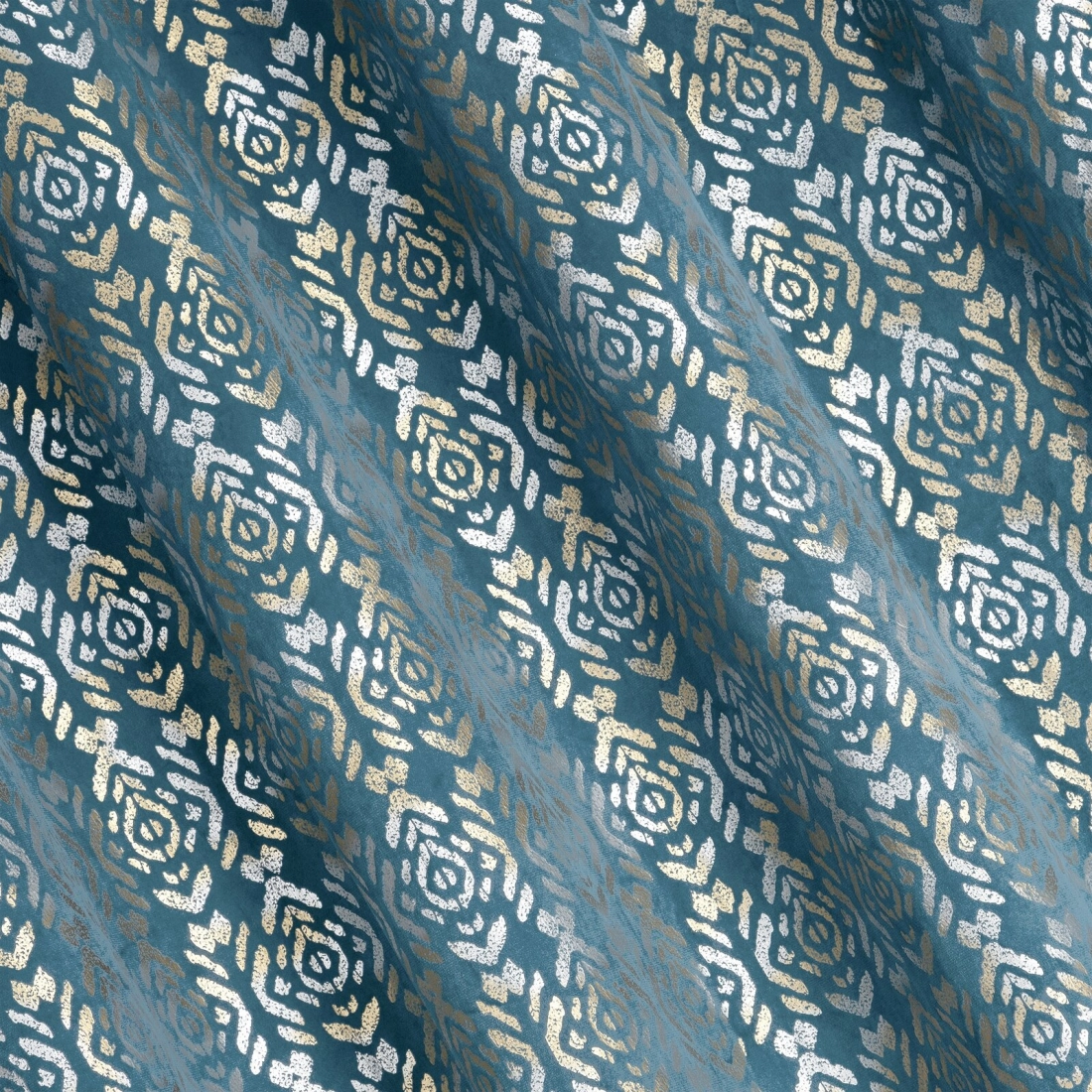 Záves 140x250 cm zamatový modrý, zlatý na kovové krúžky LAURA