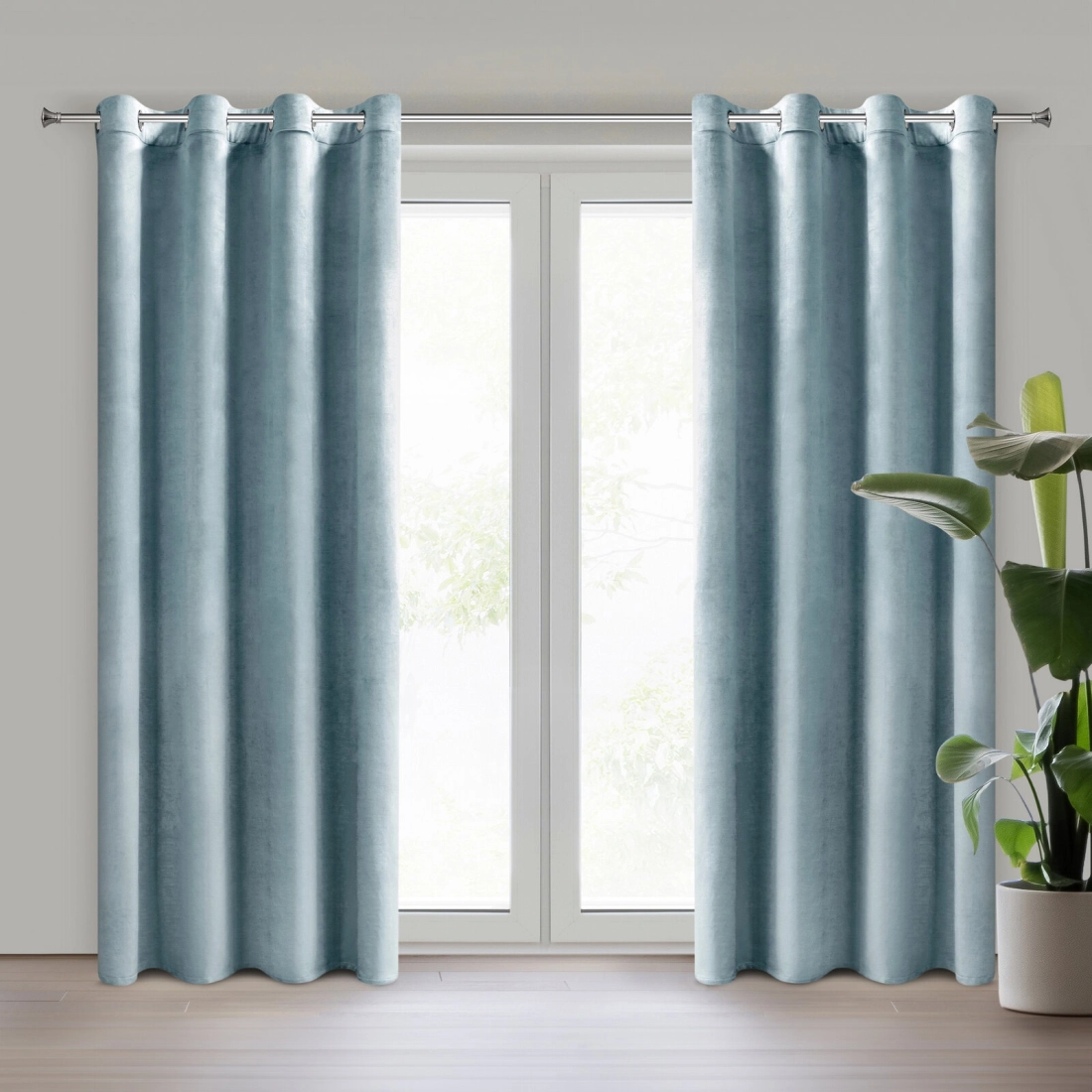 Sametový závěs 140x250 cm mořský na kovových kroužcích ROSA Design 91