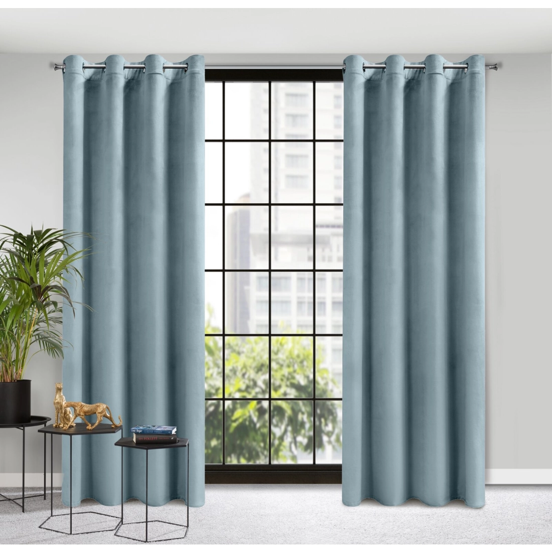 Sametový závěs 140x250 cm mořský na kovových kroužcích ROSA Design 91