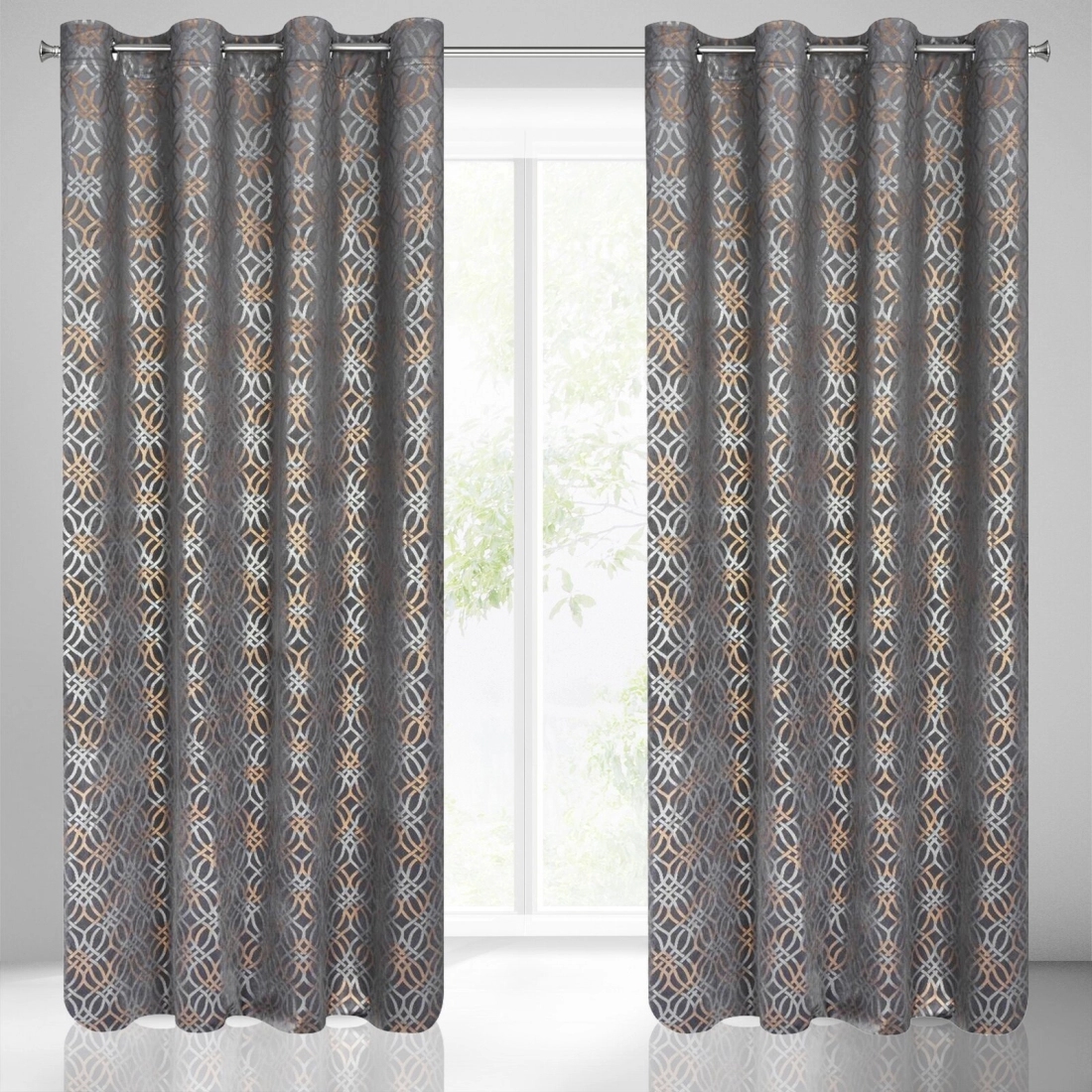 Závěs 140 x 250 cm sametový ocelově modrý stříbrný na kovové kroužky ARETA