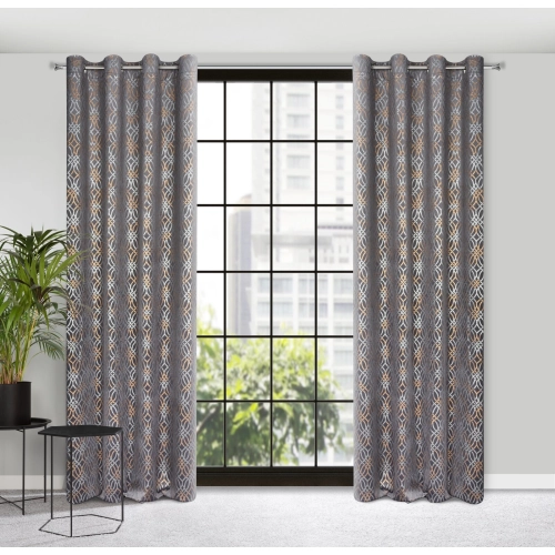 Záves 140x250 cm zamatový oceľovo modrý strieborný na kovové krúžky ARETA