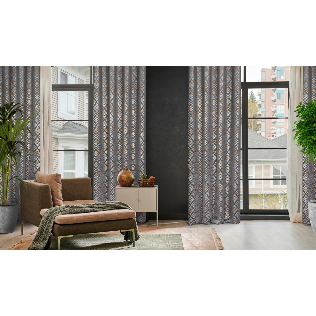 Závěs 140 x 250 cm sametový ocelově modrý stříbrný na kovové kroužky ARETA