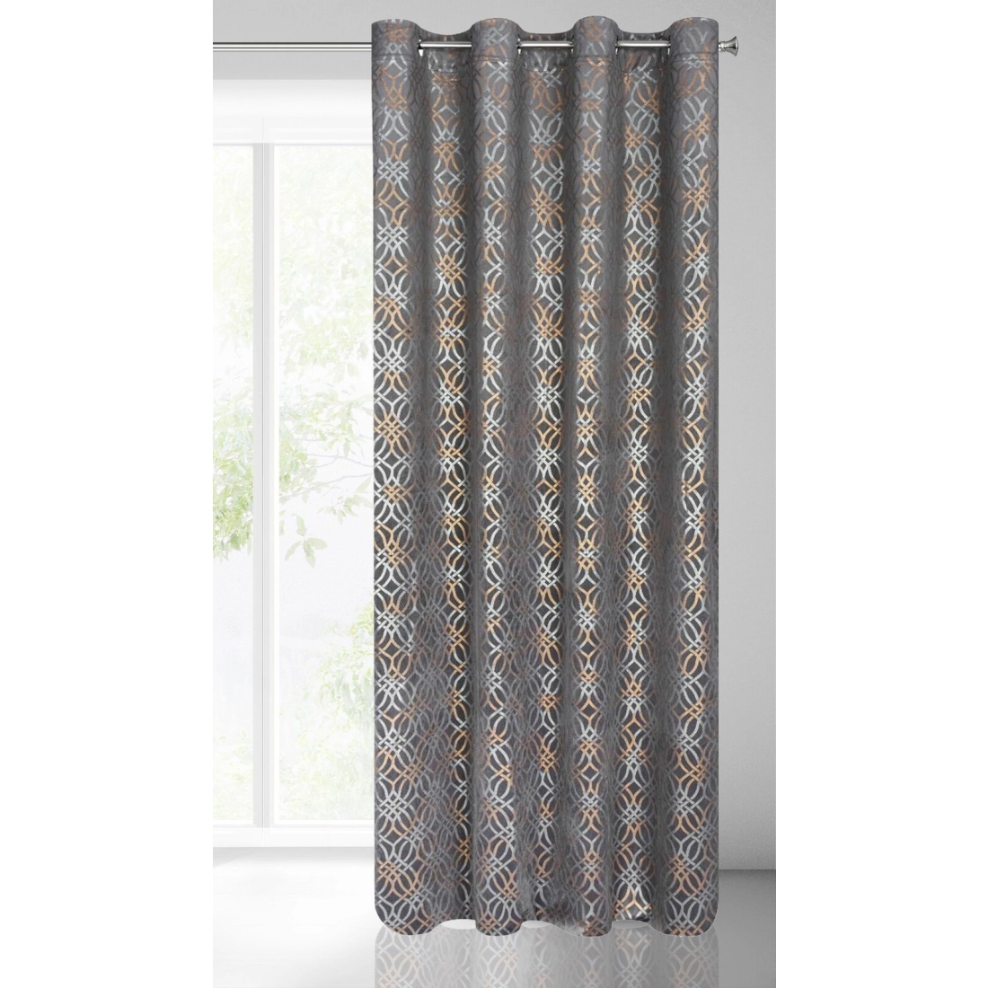 Závěs 140 x 250 cm sametový ocelově modrý stříbrný na kovové kroužky ARETA