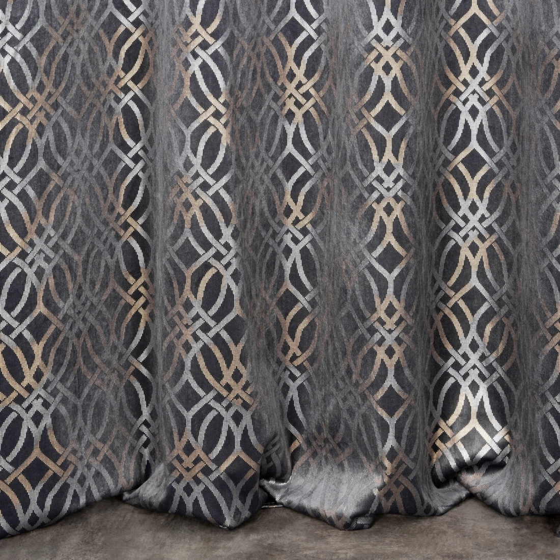 Závěs 140 x 250 cm sametový ocelově modrý stříbrný na kovové kroužky ARETA