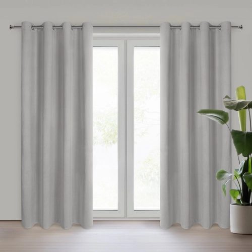 Záves 140x250 cm zamatový oceľový 100 % zatemňujúci na kovové krúžky NITA