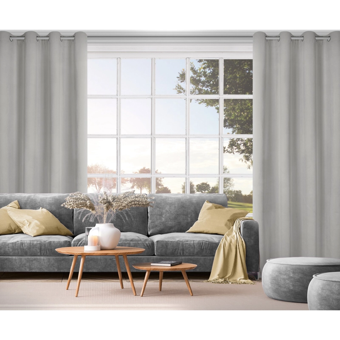 Záves 140x250 cm zamatový oceľový 100 % zatemňujúci na kovové krúžky NITA