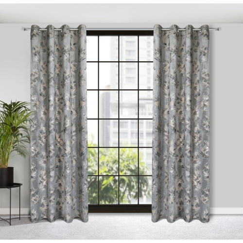 Záves 140x250 cm zamatový oceľový a šampanský na kovové krúžky GLORIA 2