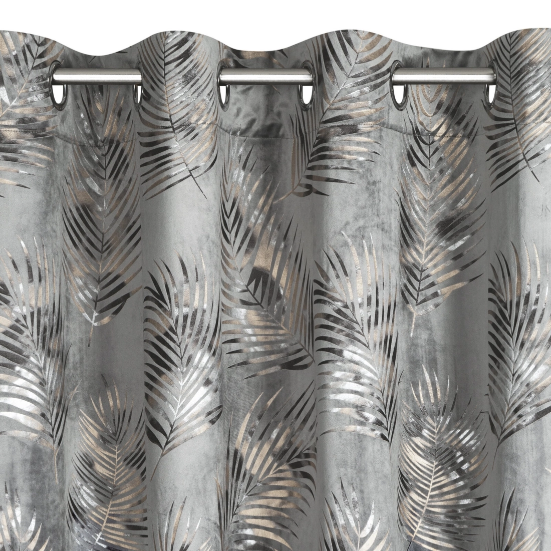 Sametový závěs 140x250 cm ocelový a šampaňský na kovových kroužcích GLORIA 2