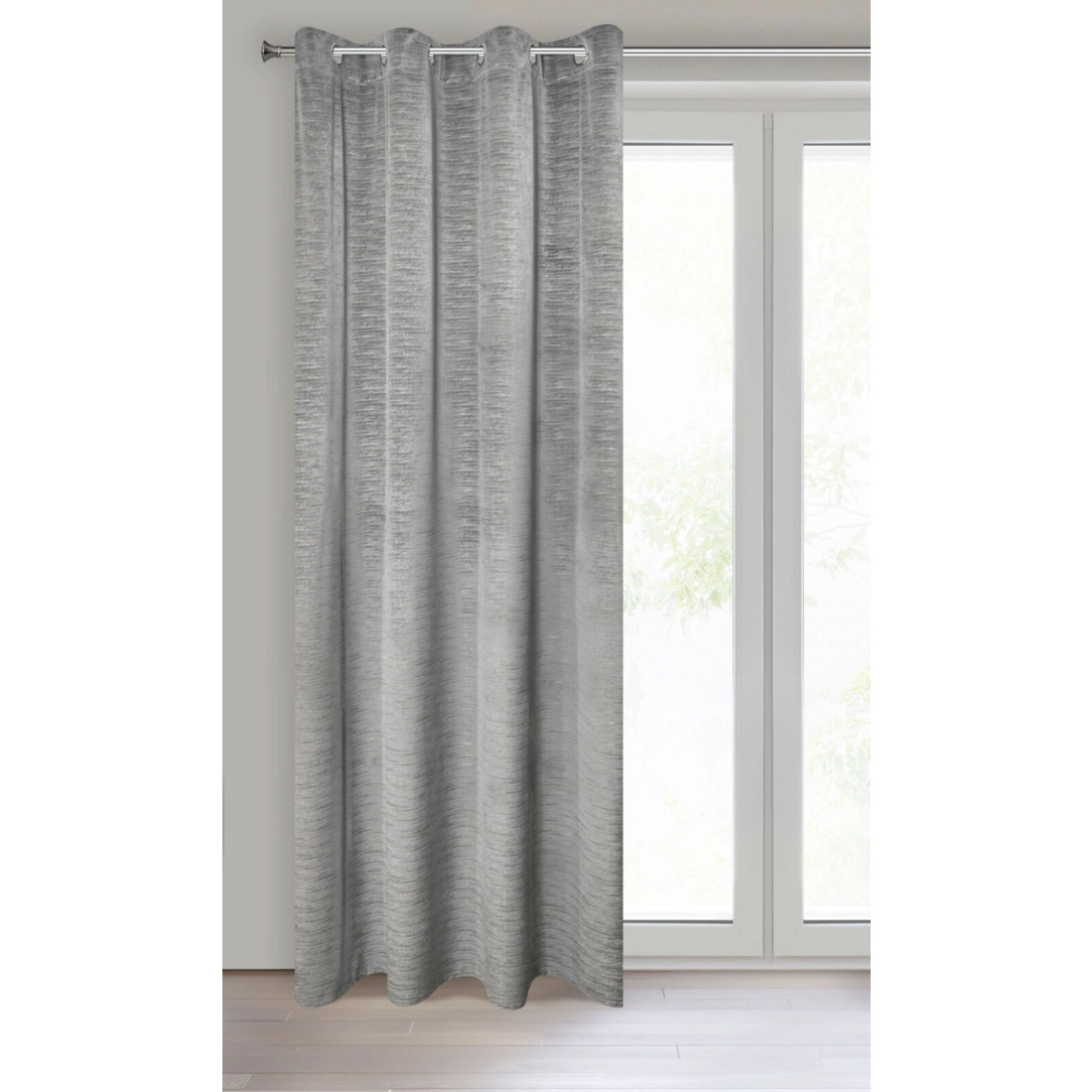 Záves 140x250 cm zamatový oceľový na kovové krúžky ALUVIA