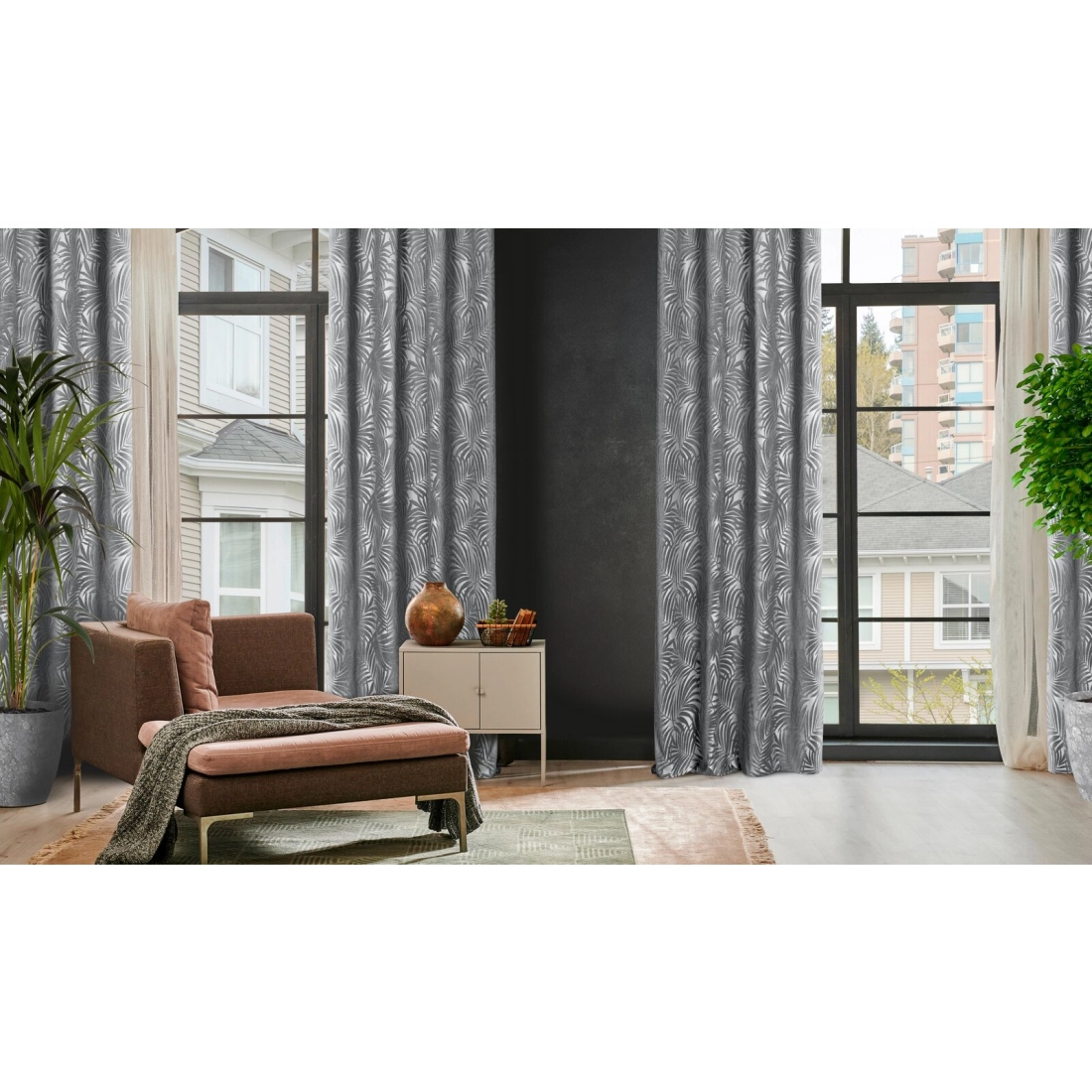 Záves 140x250 cm zamatový oceľový na kovové krúžky LIVIA