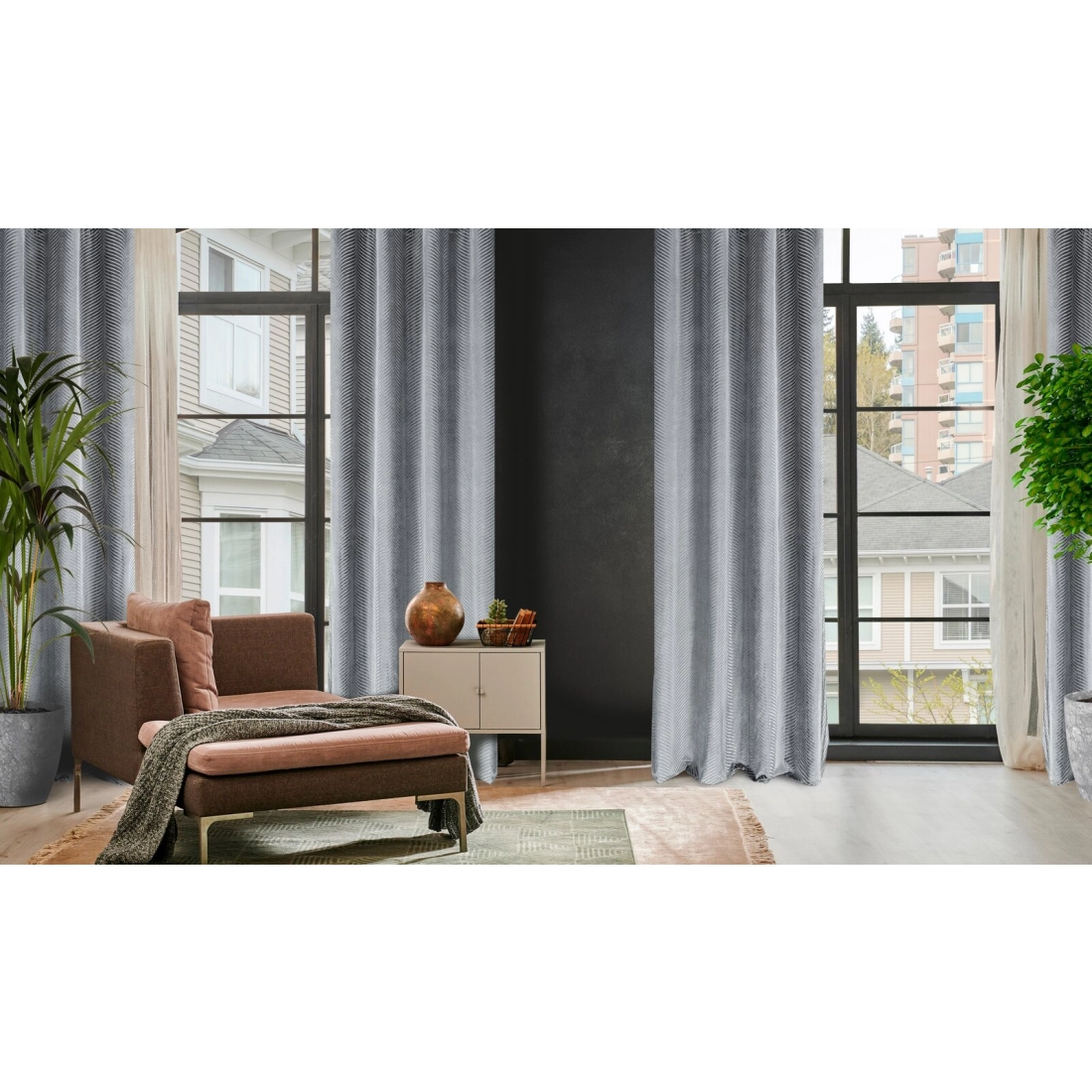 Záves 140x250 cm zamatový oceľový na kovové krúžky LUSSI