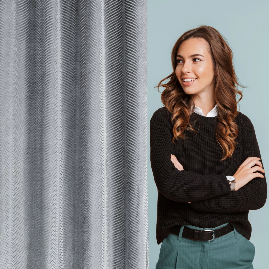 Záves 140x250 cm zamatový oceľový na kovové krúžky LUSSI