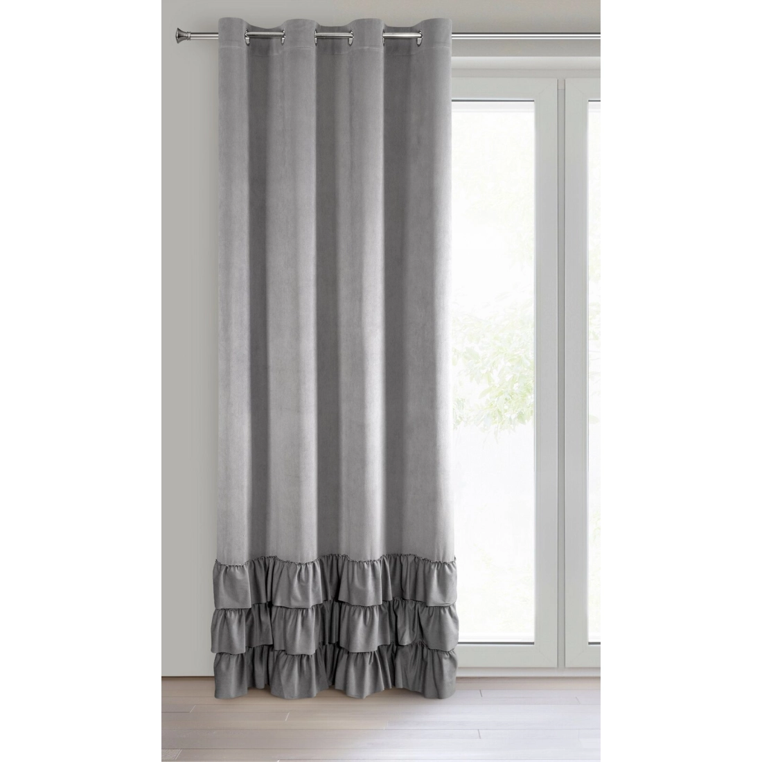 Záves 140x250 cm zamatový oceľový na kovové krúžky MEGI