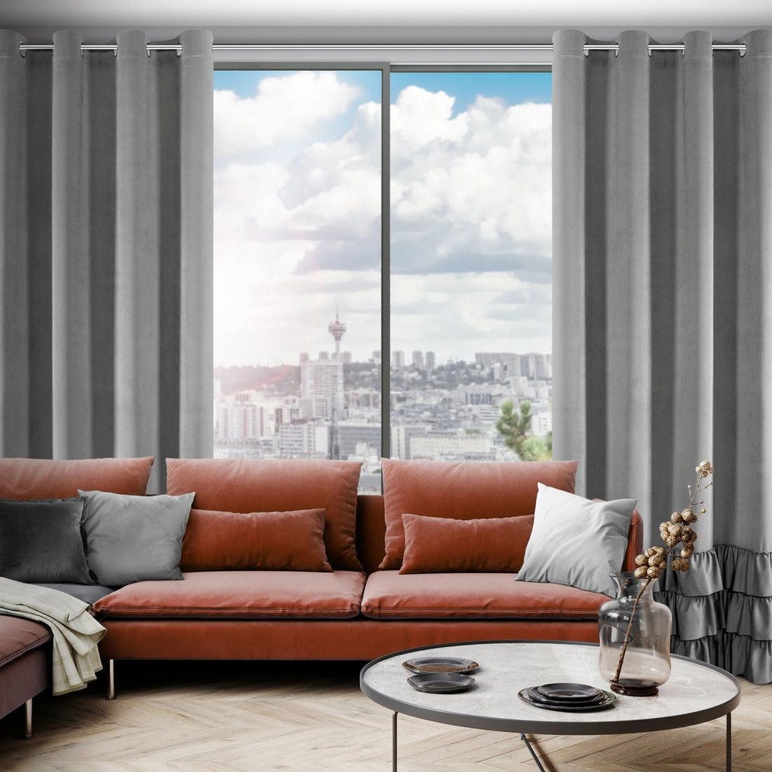 Záves 140x250 cm zamatový oceľový na kovové krúžky MEGI