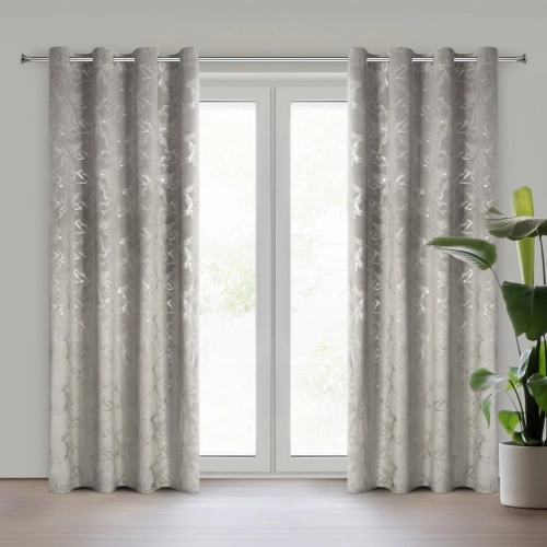 Záves 140x250 cm zamatový oceľový strieborný na kovové krúžky RAJA