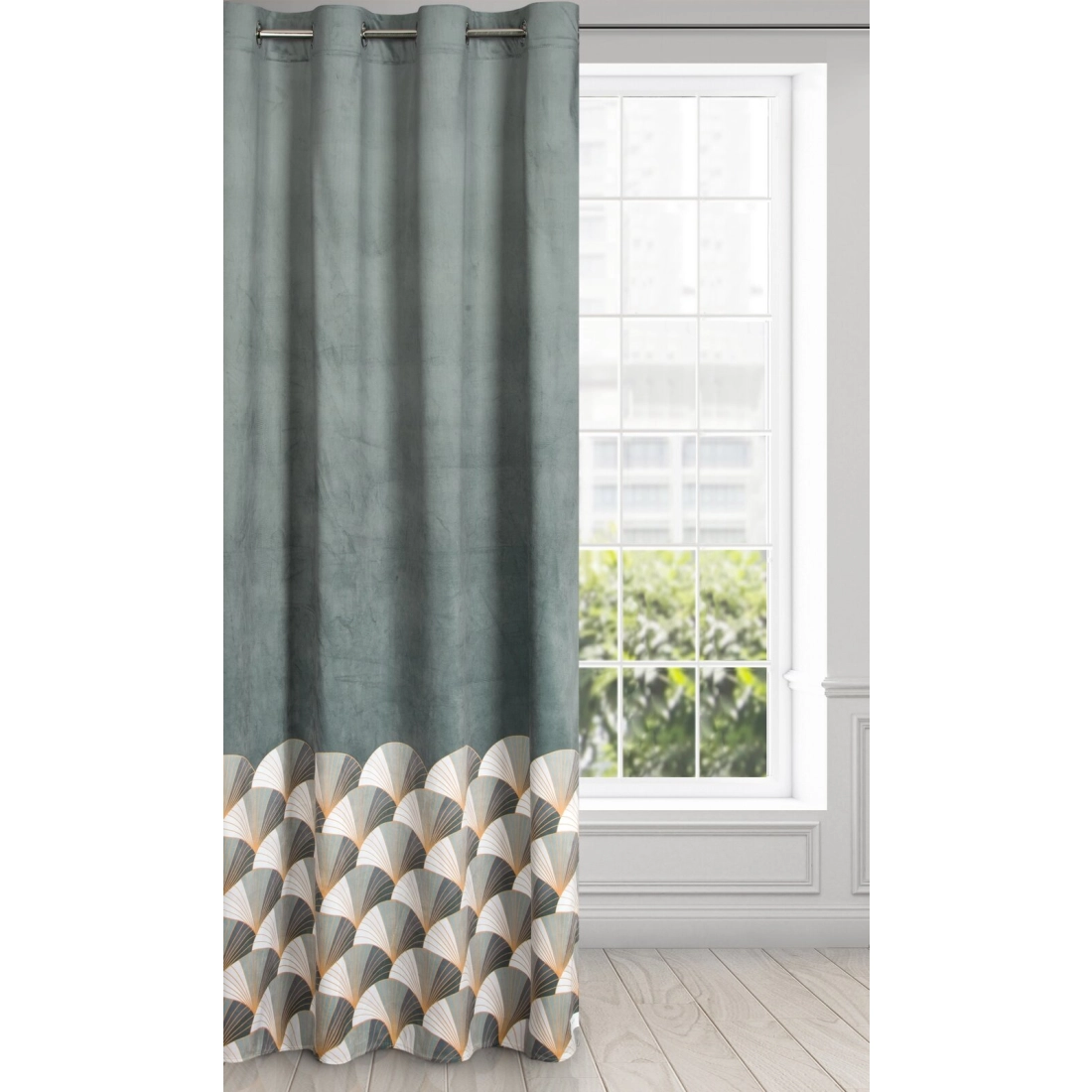 Záves 140x250 cm zamatový oceľový svetlosivý na kovové krúžky GINA - Design 91