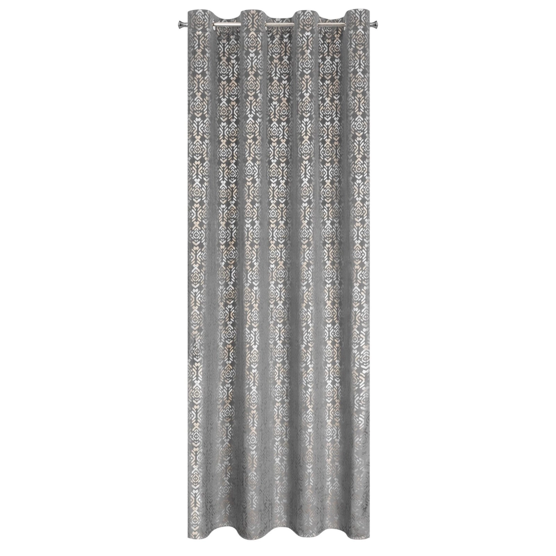 Záves 140x250 cm zamatový oceľový zlatý na kovové krúžky LAURA