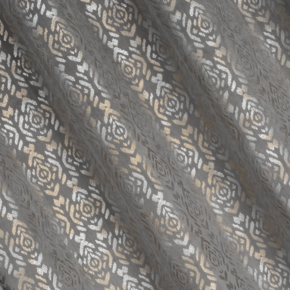 Záves 140x250 cm zamatový oceľový zlatý na kovové krúžky LAURA