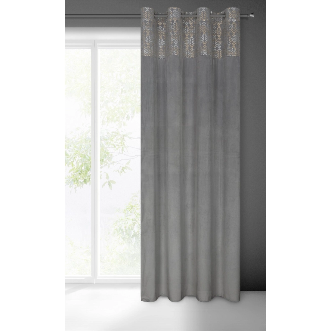 Závěs 140 x 250 cm sametový ocelový, zlatý na kovové kroužky LIZA