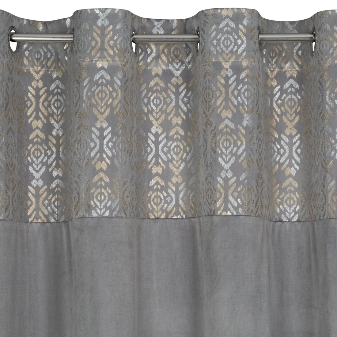 Závěs 140 x 250 cm sametový ocelový, zlatý na kovové kroužky LIZA