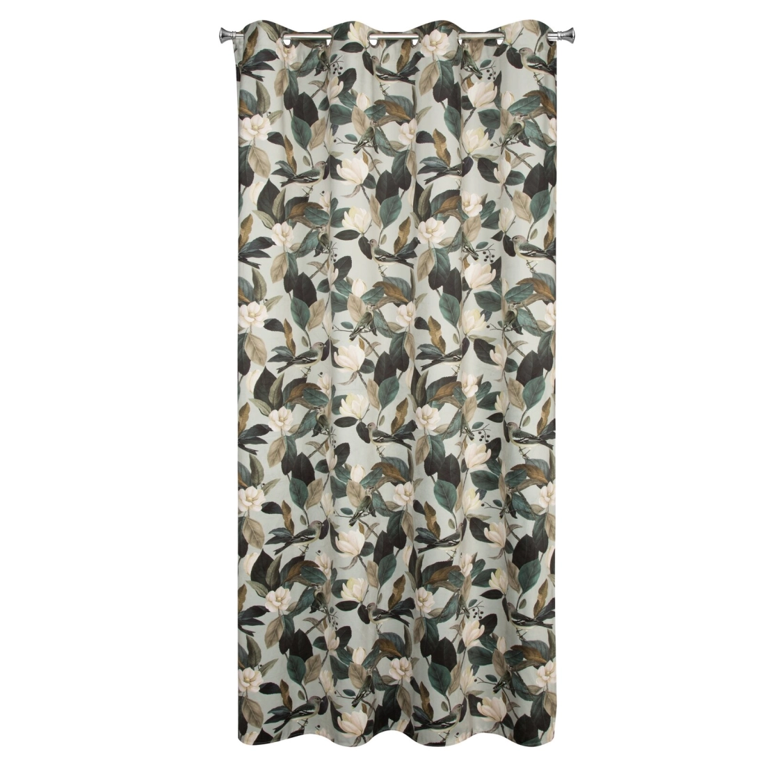 Záves 140x250 cm zamatový olivový, krémový na kovové krúžky ELENI