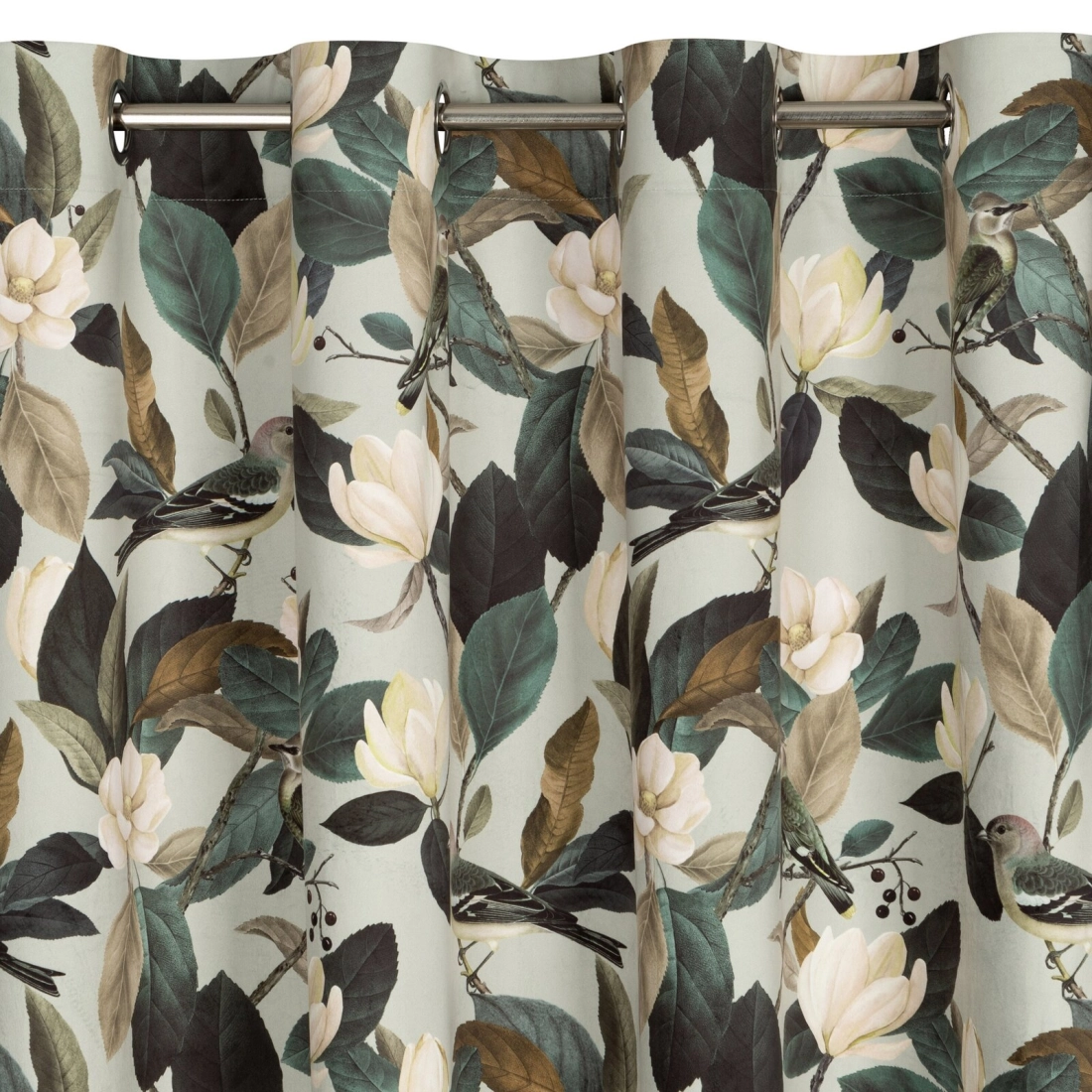 Záves 140x250 cm zamatový olivový, krémový na kovové krúžky ELENI