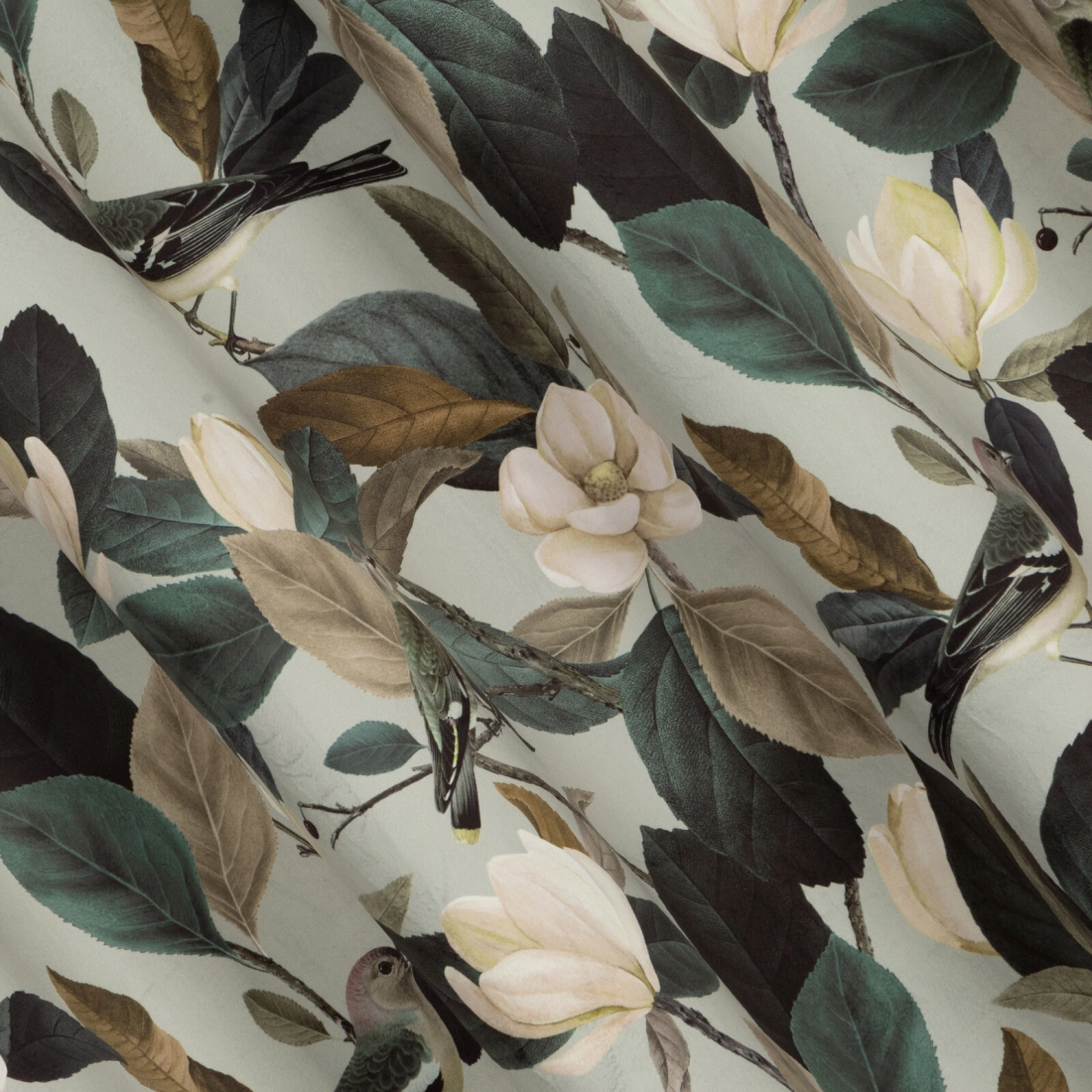 Záves 140x250 cm zamatový olivový, krémový na kovové krúžky ELENI