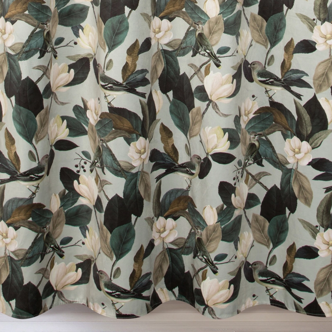 Záves 140x250 cm zamatový olivový, krémový na kovové krúžky ELENI