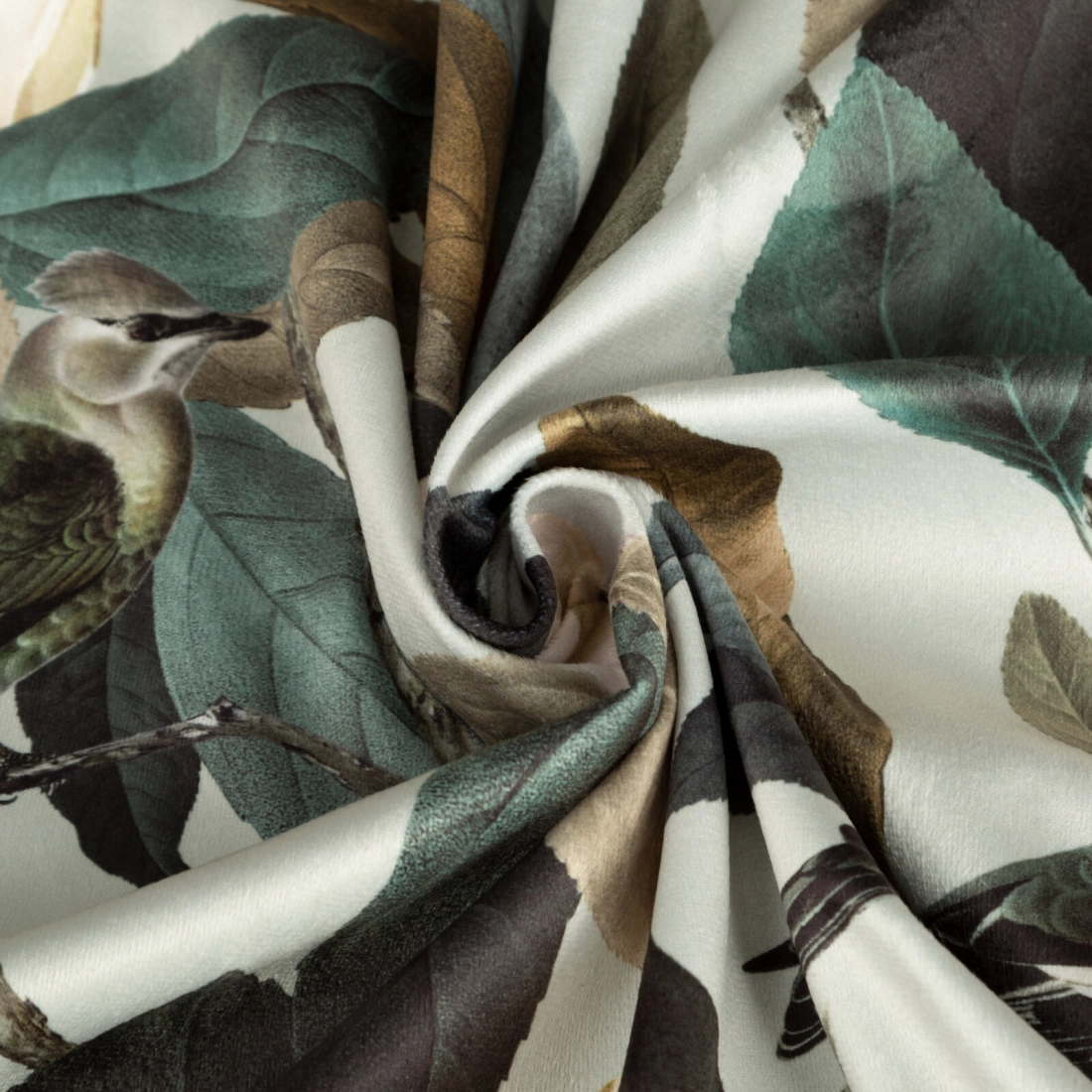 Záves 140x250 cm zamatový olivový, krémový na kovové krúžky ELENI