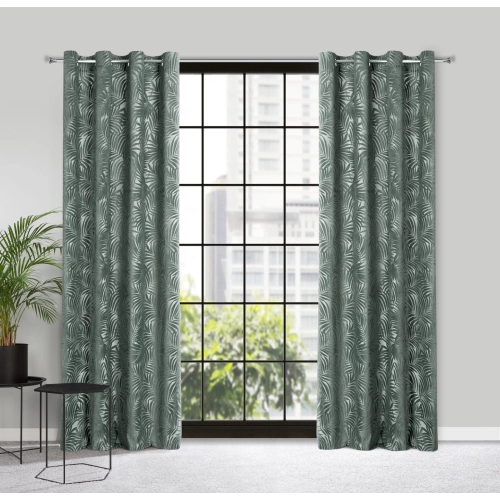 Záves 140x250 cm zamatový olivový na kovové krúžky LIVIA