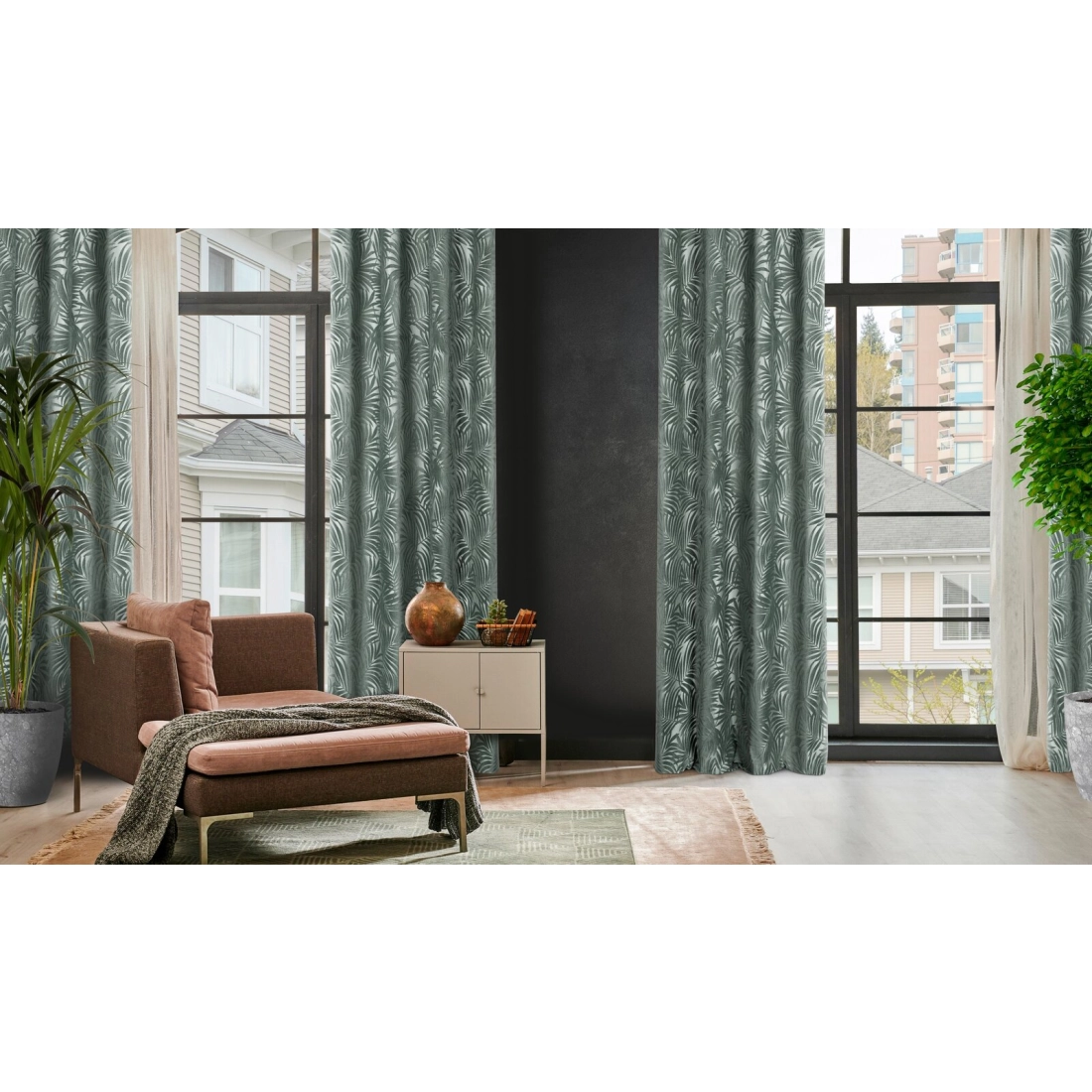 Záves 140x250 cm zamatový olivový na kovové krúžky LIVIA