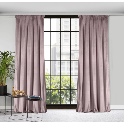 Závěs 140x250 cm sametový pudrově růžový na kovové kroužky MELANIE