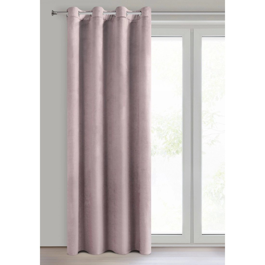 Závěs 140x250 cm sametový pudrově růžový na kovové kroužky MELANIE