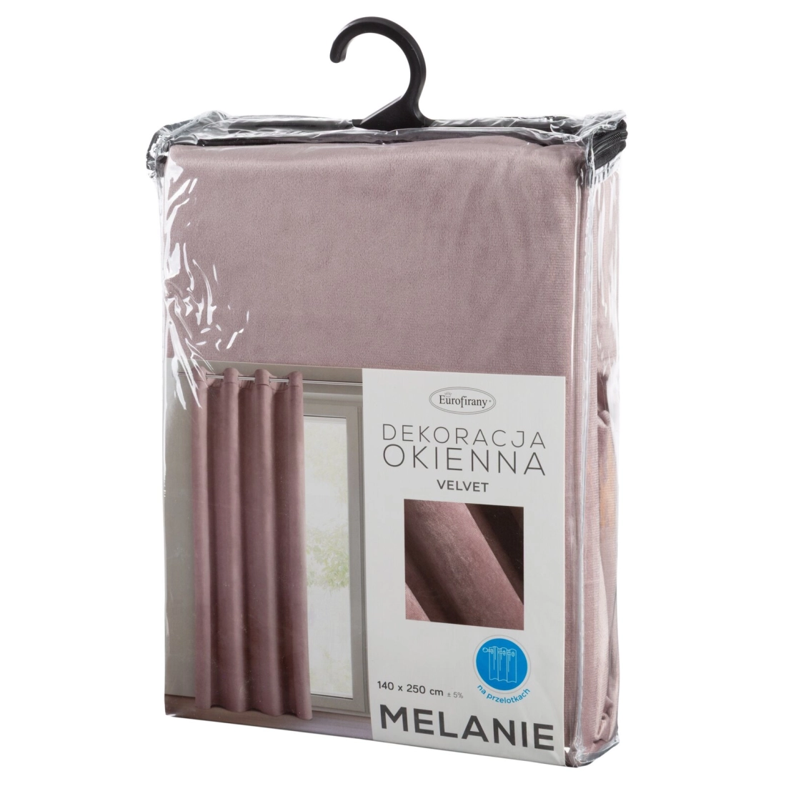 Závěs 140x250 cm sametový pudrově růžový na kovové kroužky MELANIE