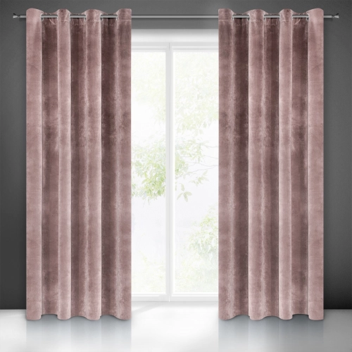 Záves 140x250 cm zamatový púdrovo ružový na kovové krúžky RIA Diva Line